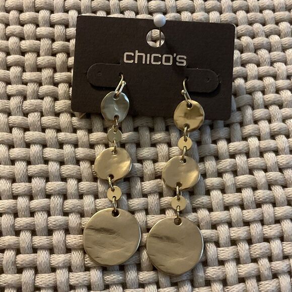 0011- NewvChico's Shimmering Gold Disc Earrings - Picture 1 of 2